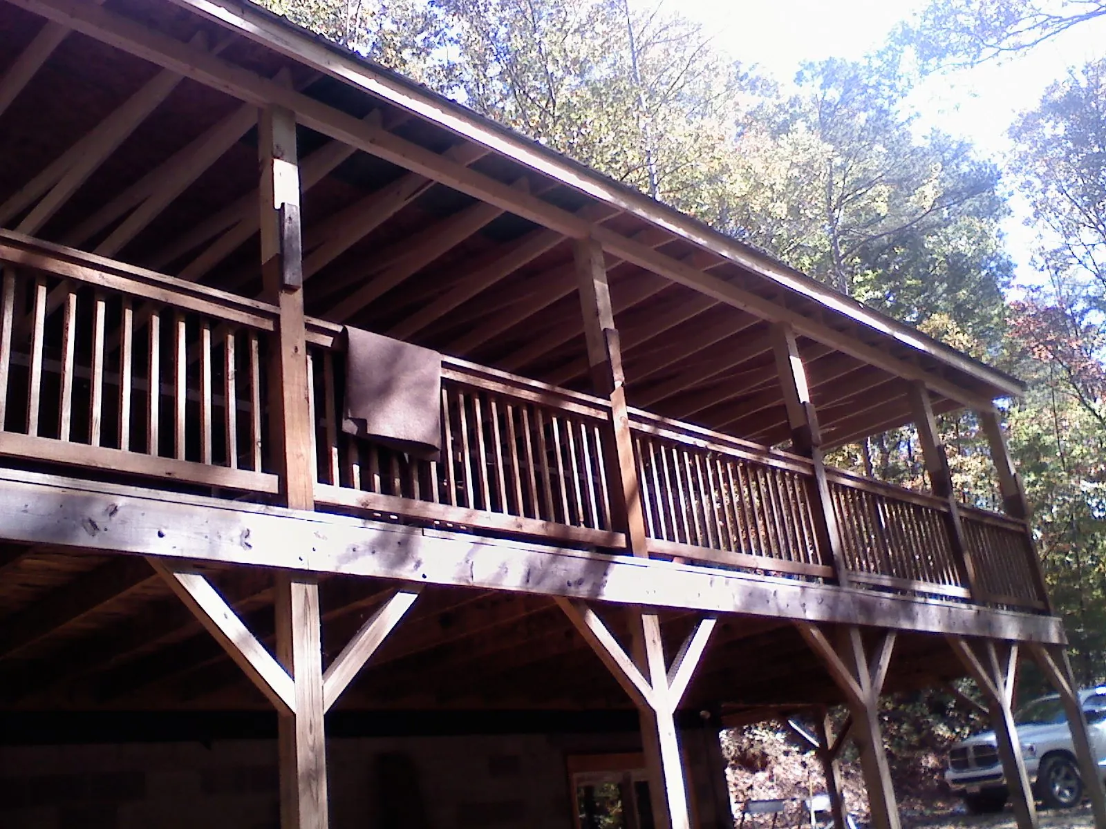 Timber framing under a new elevated porch and deck — Roof Leak Repair in Tillson by Roofing Brothers